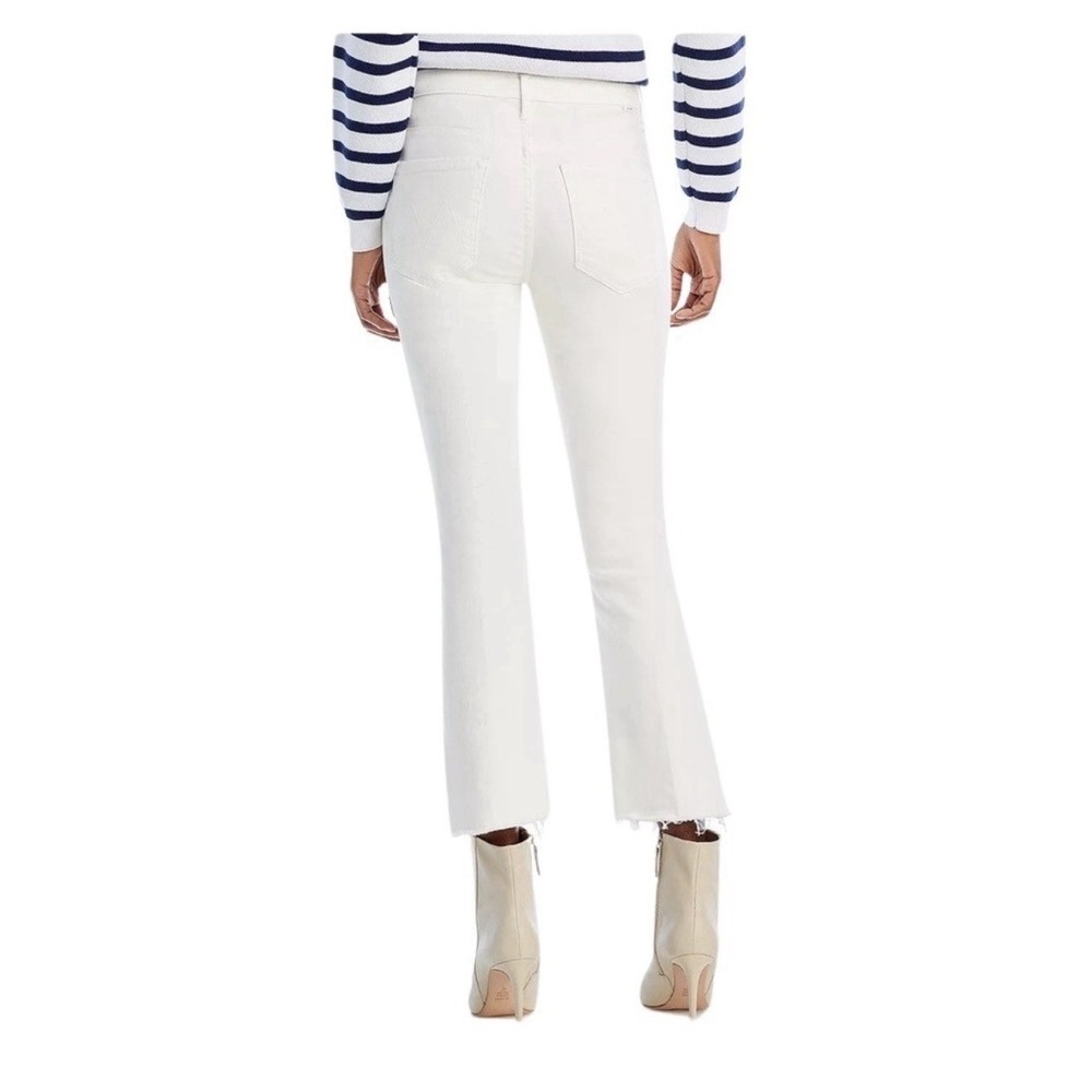 MOTHER The Insider Crop Step Fray Jeans Cream Puffs White Raw Hem Cropped Sz 27 - Picture 3 of 14